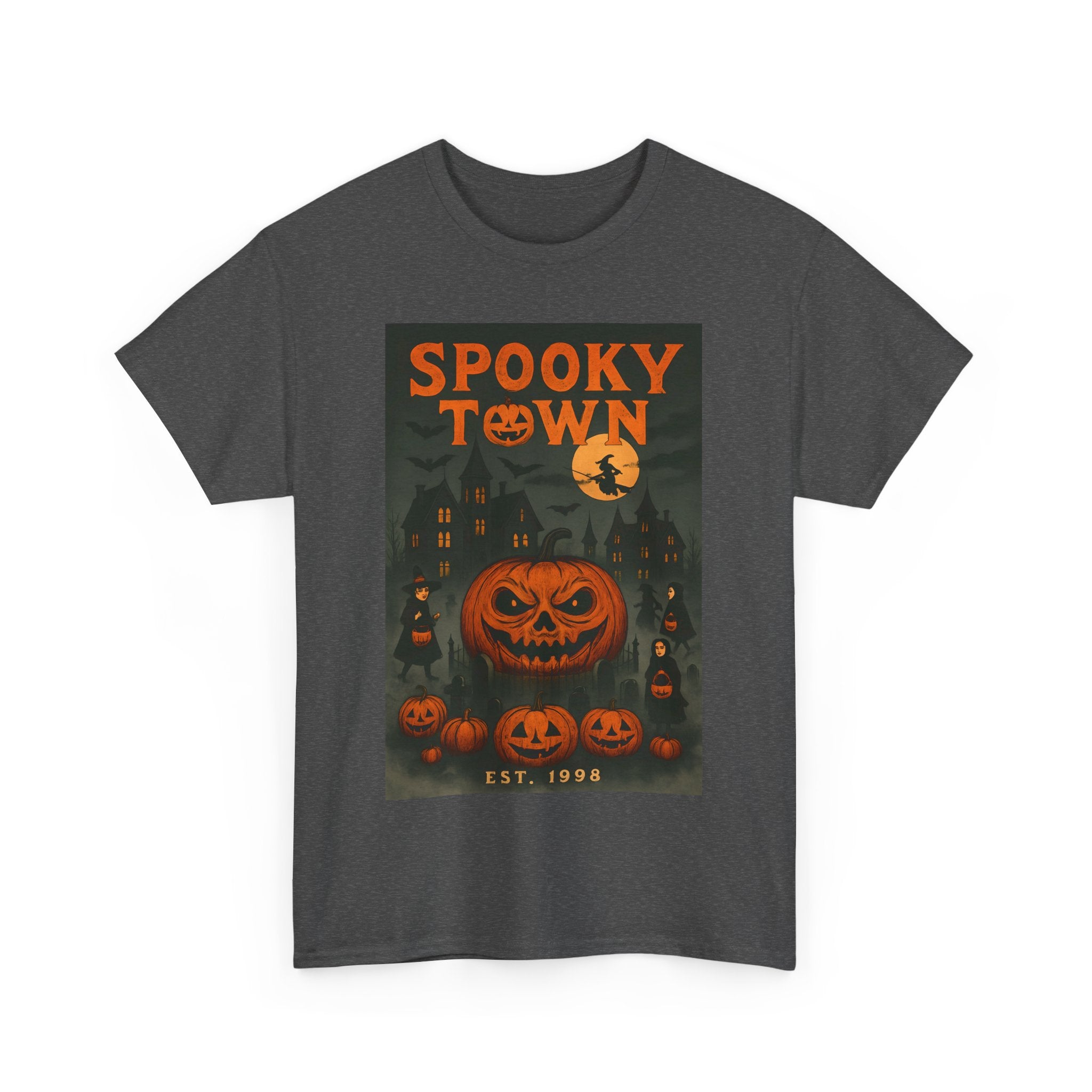 Halloween Spooky Town Tee – Unisex Pumpkin Graphic Shirt, Retro Halloween Costume, Fall Aesthetic T-Shirt for October Parties & Trick-or-Treat