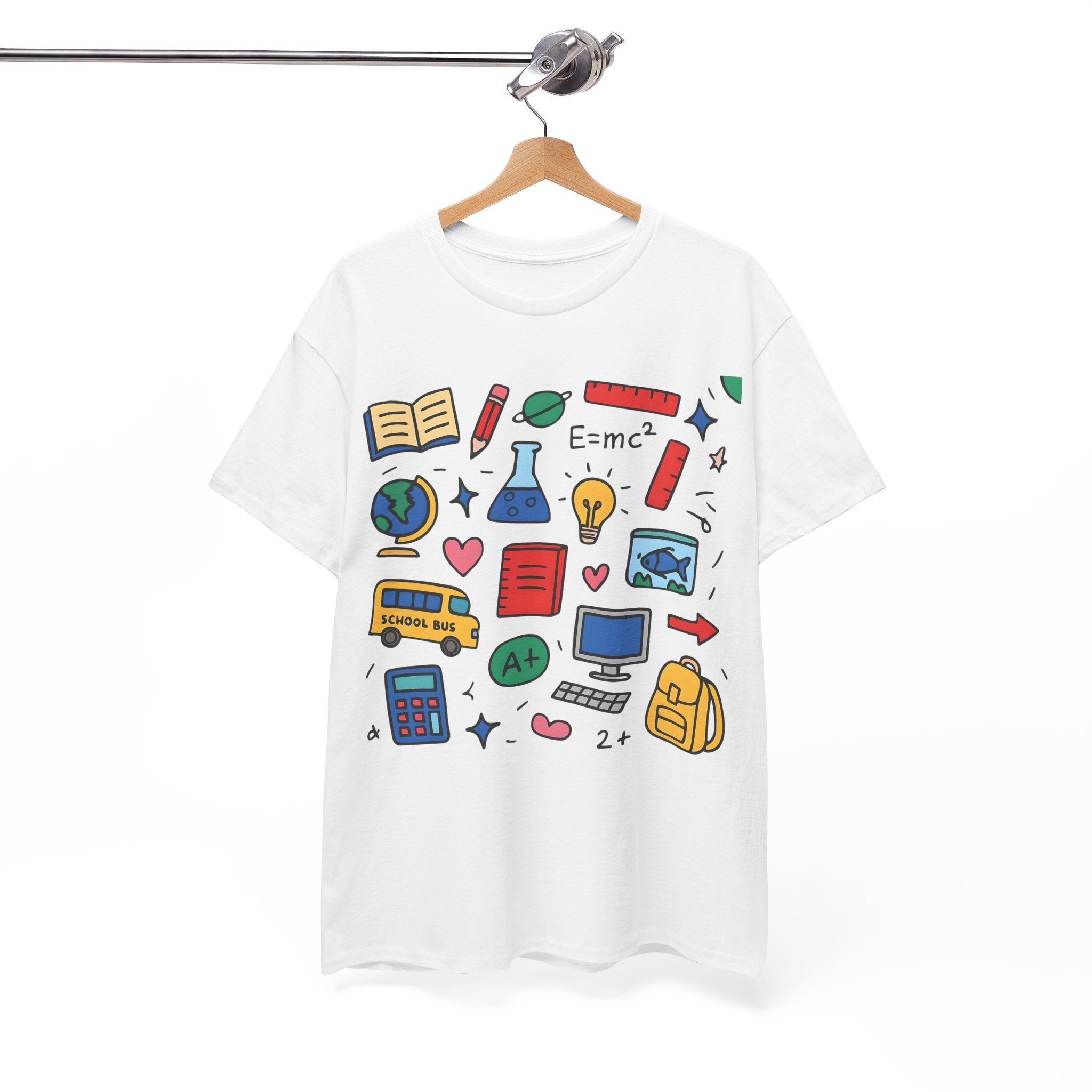 Colorful School Doodles Teacher Shirt – Back to School Graphic Tee | Math, Science & Classroom Gift for Teachers & Students