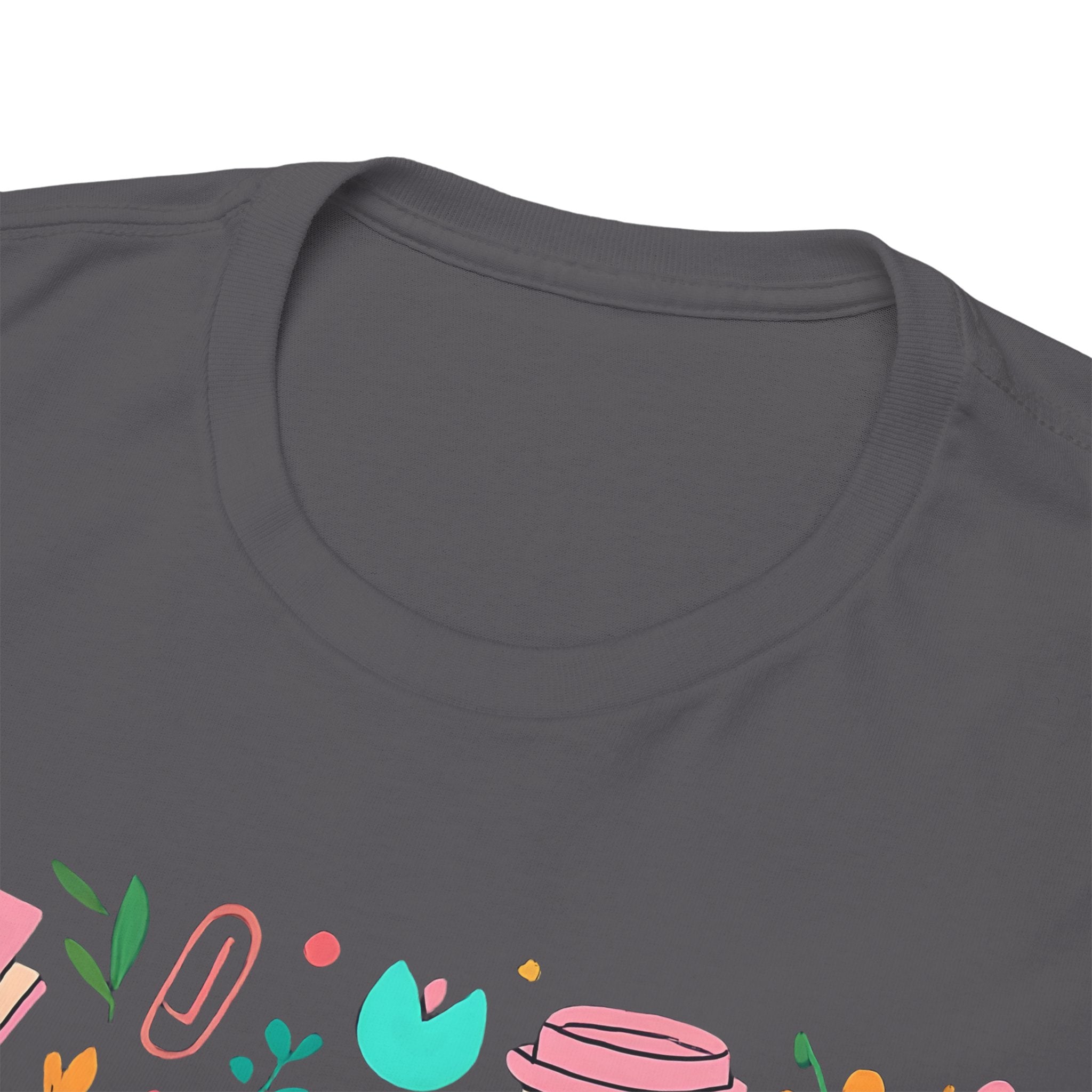 Teacher School Supplies Shirt – Cute Back to School Graphic Tee with Coffee, Books & A+ Icons | Gift for Educators & Classroom Style