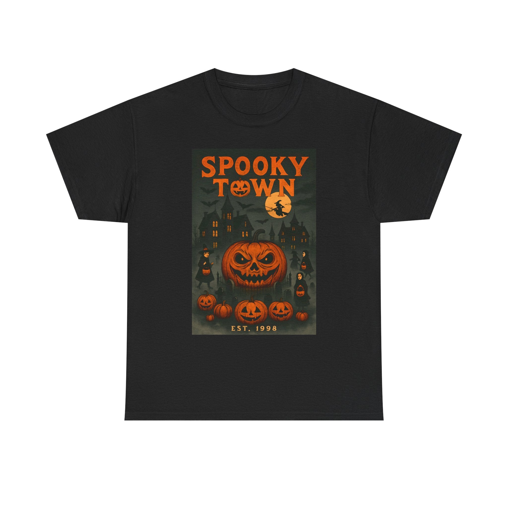 Halloween Spooky Town Tee – Unisex Pumpkin Graphic Shirt, Retro Halloween Costume, Fall Aesthetic T-Shirt for October Parties & Trick-or-Treat