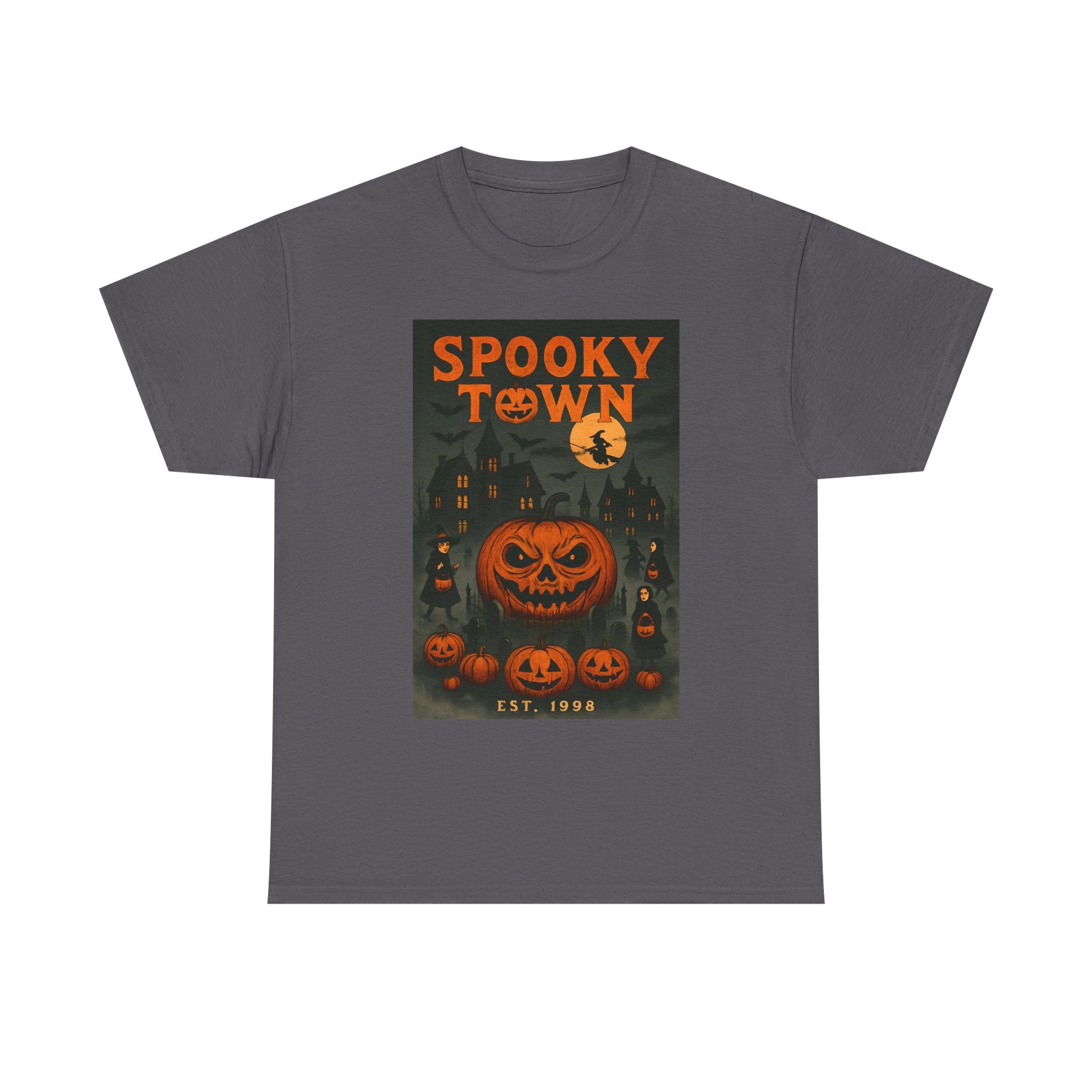 Halloween Spooky Town Tee – Unisex Pumpkin Graphic Shirt, Retro Halloween Costume, Fall Aesthetic T-Shirt for October Parties & Trick-or-Treat
