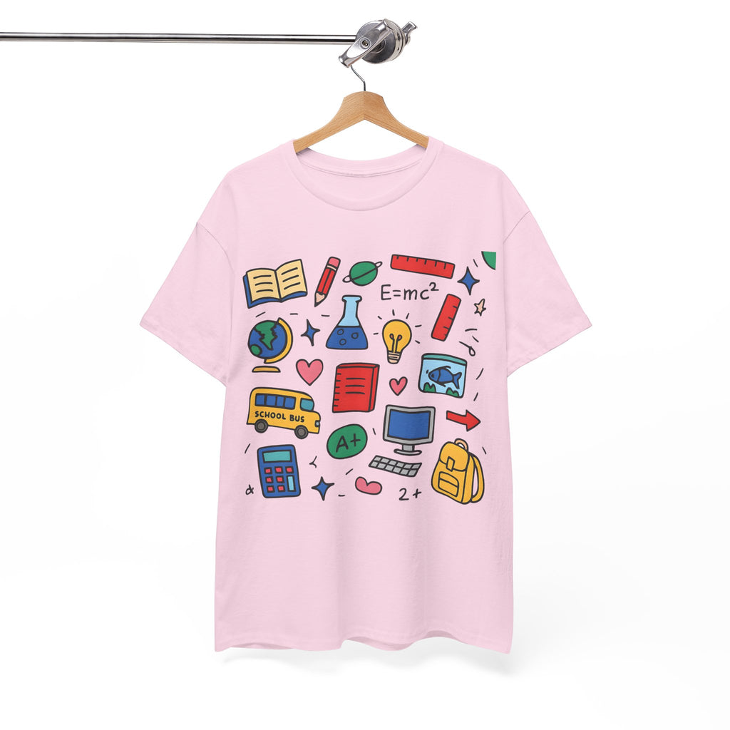 Colorful School Doodles Teacher Shirt – Back to School Graphic Tee | Math, Science & Classroom Gift for Teachers & Students