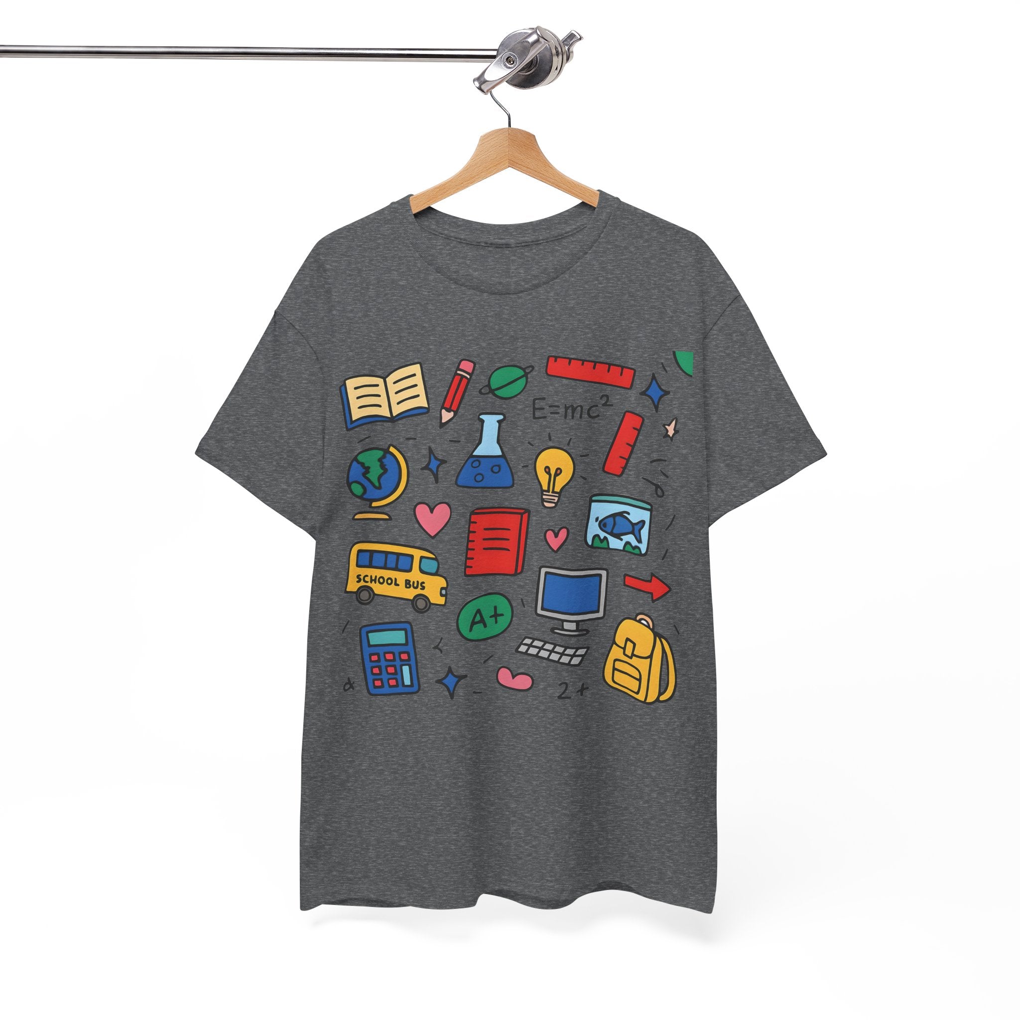 Colorful School Doodles Teacher Shirt – Back to School Graphic Tee | Math, Science & Classroom Gift for Teachers & Students