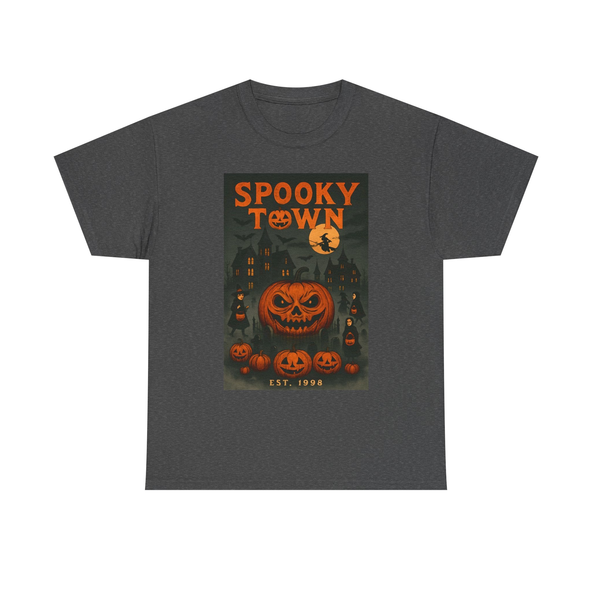 Halloween Spooky Town Tee – Unisex Pumpkin Graphic Shirt, Retro Halloween Costume, Fall Aesthetic T-Shirt for October Parties & Trick-or-Treat