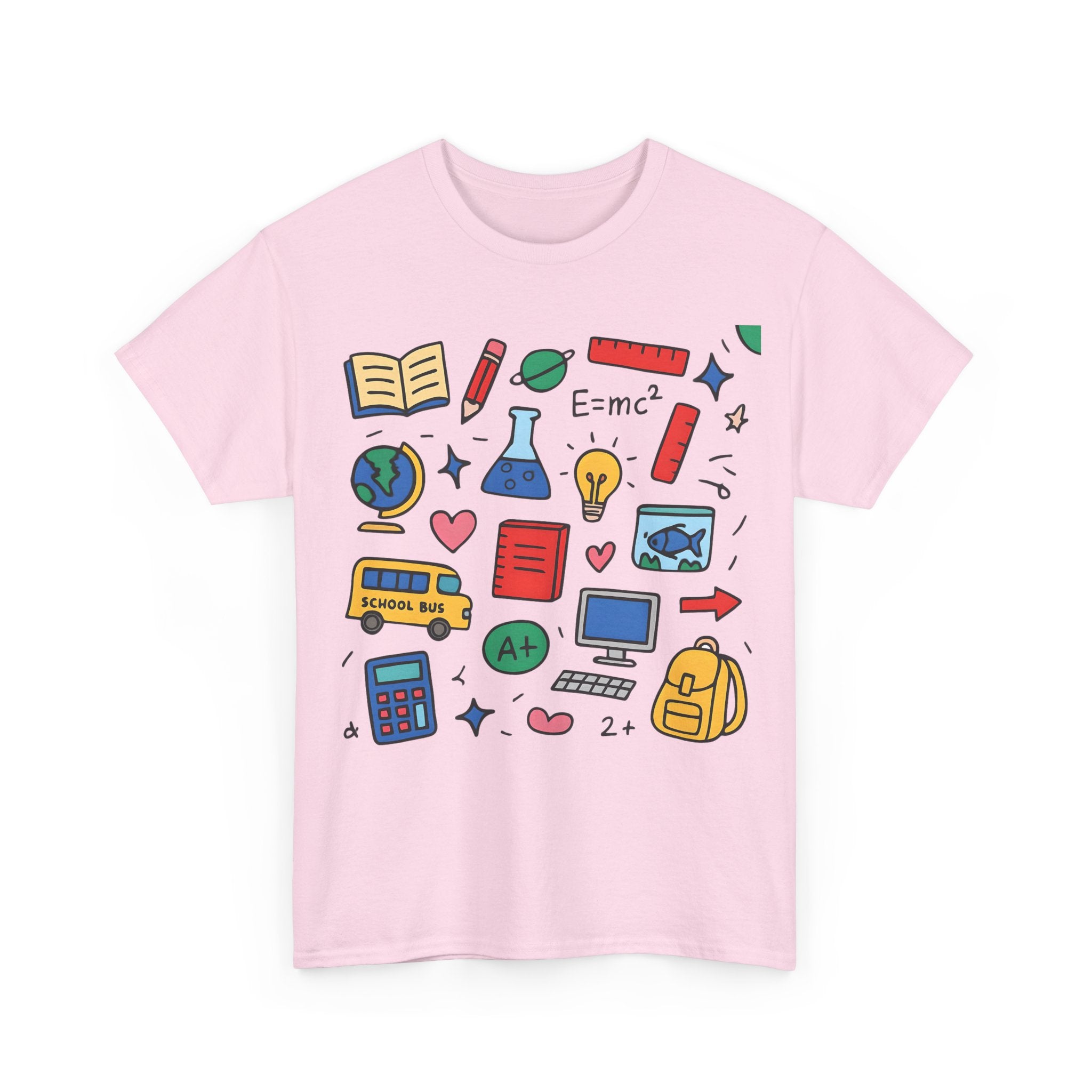 Colorful School Doodles Teacher Shirt – Back to School Graphic Tee | Math, Science & Classroom Gift for Teachers & Students