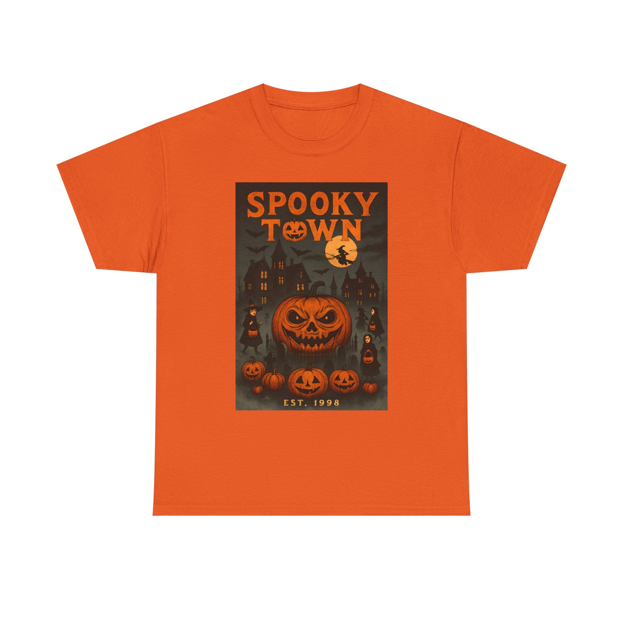 Halloween Spooky Town Tee – Unisex Pumpkin Graphic Shirt, Retro Halloween Costume, Fall Aesthetic T-Shirt for October Parties & Trick-or-Treat