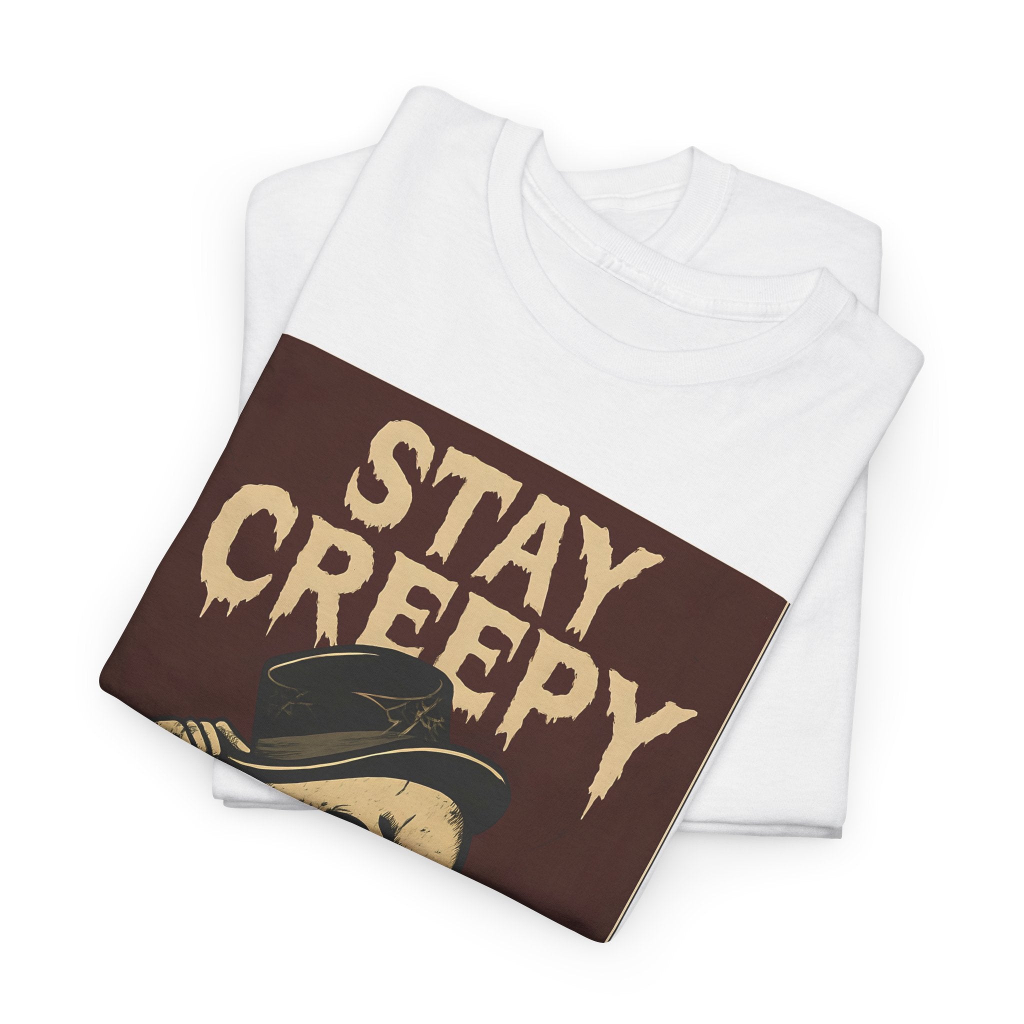 Stay Creepy Unisex Heavy Cotton Tee | Vintage Skeleton Halloween Shirt, Spooky Fall Fashion Gift
