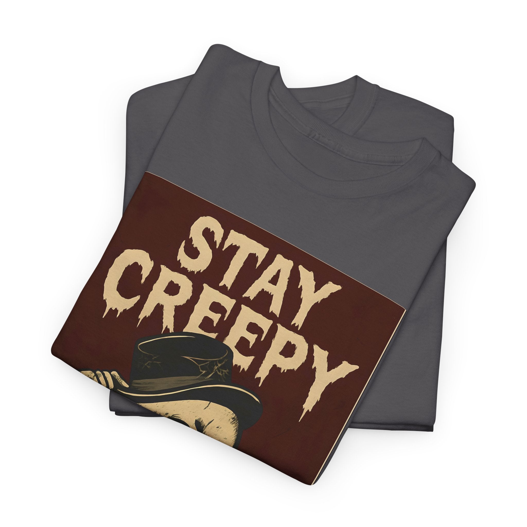 Stay Creepy Unisex Heavy Cotton Tee | Vintage Skeleton Halloween Shirt, Spooky Fall Fashion Gift