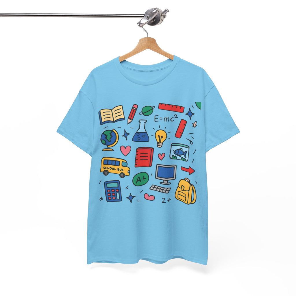 Colorful School Doodles Teacher Shirt – Back to School Graphic Tee | Math, Science & Classroom Gift for Teachers & Students