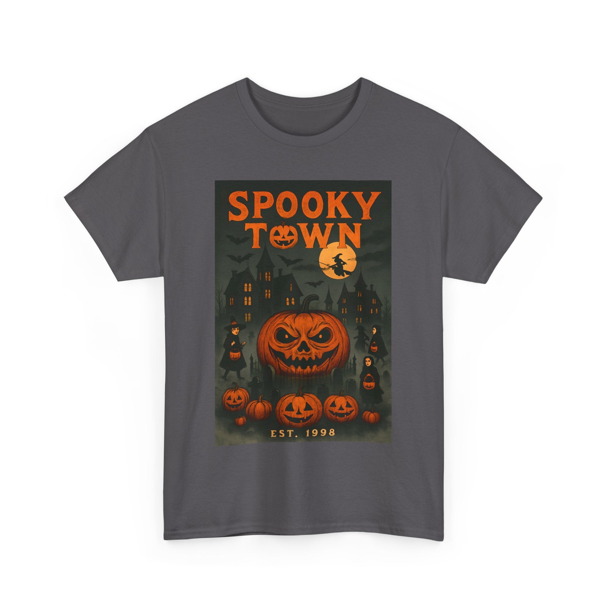 Halloween Spooky Town Tee – Unisex Pumpkin Graphic Shirt, Retro Halloween Costume, Fall Aesthetic T-Shirt for October Parties & Trick-or-Treat