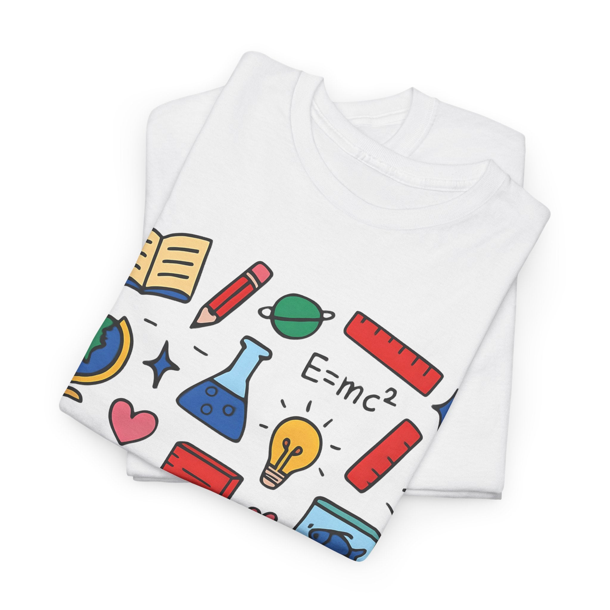 Colorful School Doodles Teacher Shirt – Back to School Graphic Tee | Math, Science & Classroom Gift for Teachers & Students