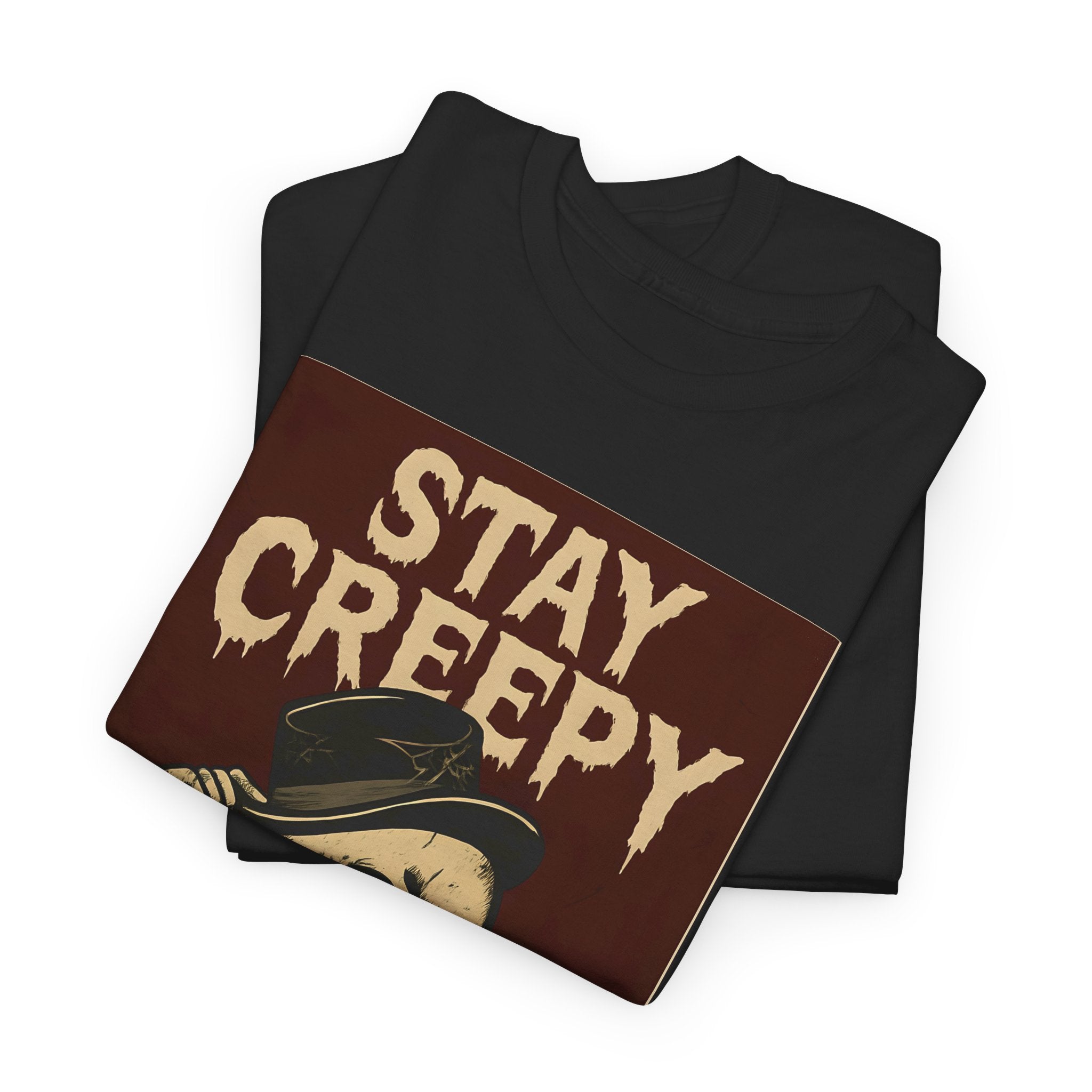 Stay Creepy Unisex Heavy Cotton Tee | Vintage Skeleton Halloween Shirt, Spooky Fall Fashion Gift