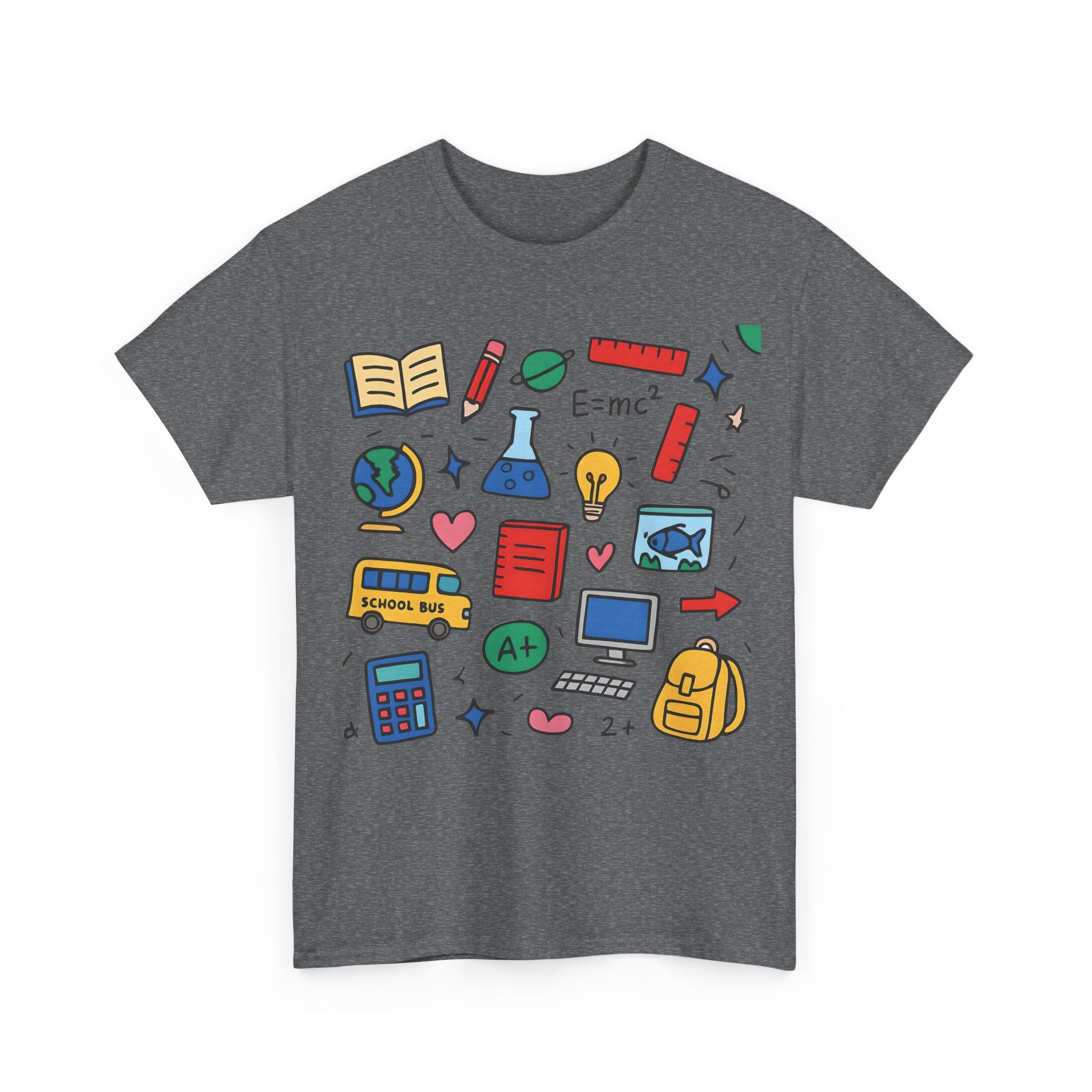 Colorful School Doodles Teacher Shirt – Back to School Graphic Tee | Math, Science & Classroom Gift for Teachers & Students