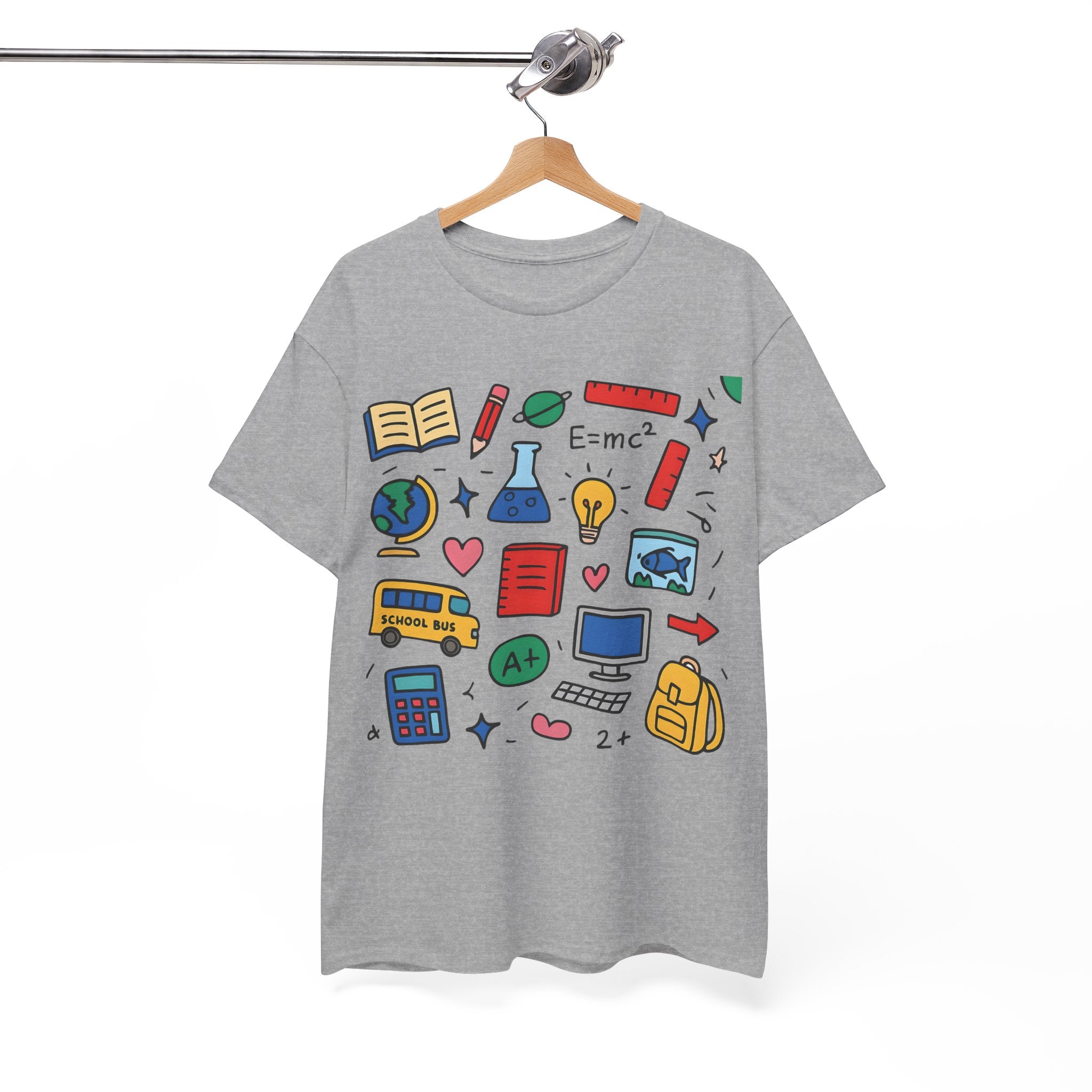 Colorful School Doodles Teacher Shirt – Back to School Graphic Tee | Math, Science & Classroom Gift for Teachers & Students