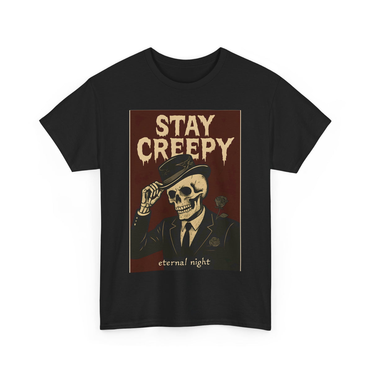 Stay Creepy Unisex Heavy Cotton Tee | Vintage Skeleton Halloween Shirt, Spooky Fall Fashion Gift