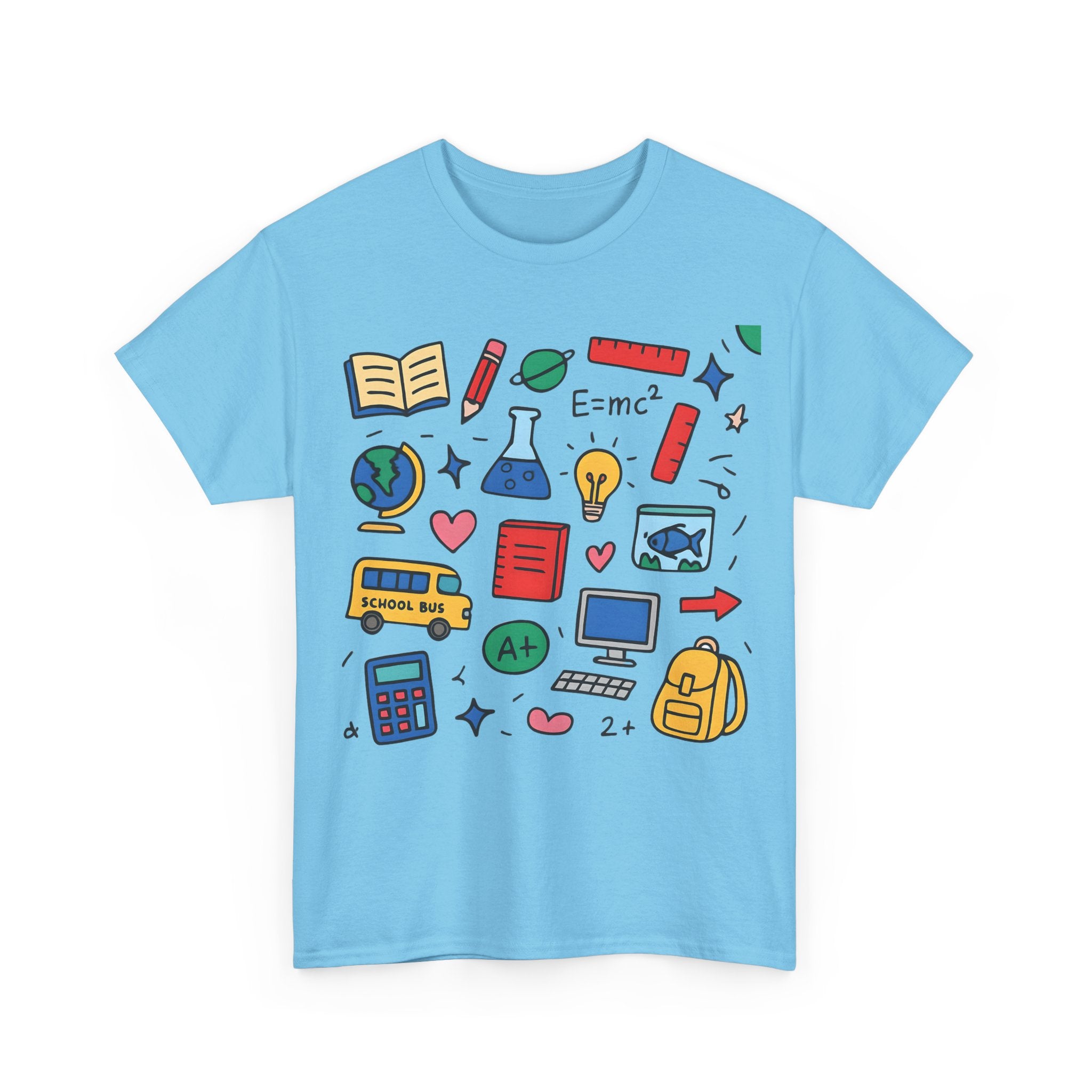 Colorful School Doodles Teacher Shirt – Back to School Graphic Tee | Math, Science & Classroom Gift for Teachers & Students