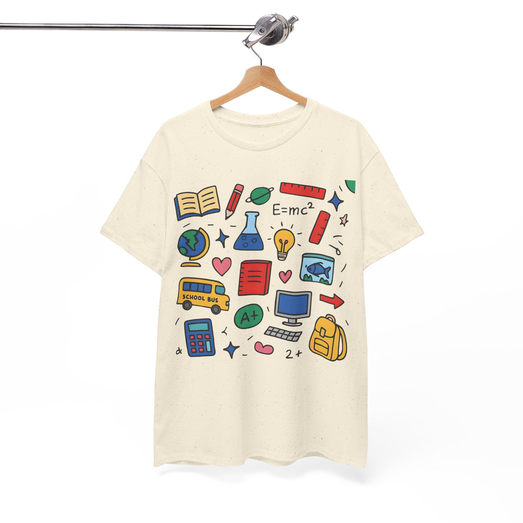 Colorful School Doodles Teacher Shirt – Back to School Graphic Tee | Math, Science & Classroom Gift for Teachers & Students