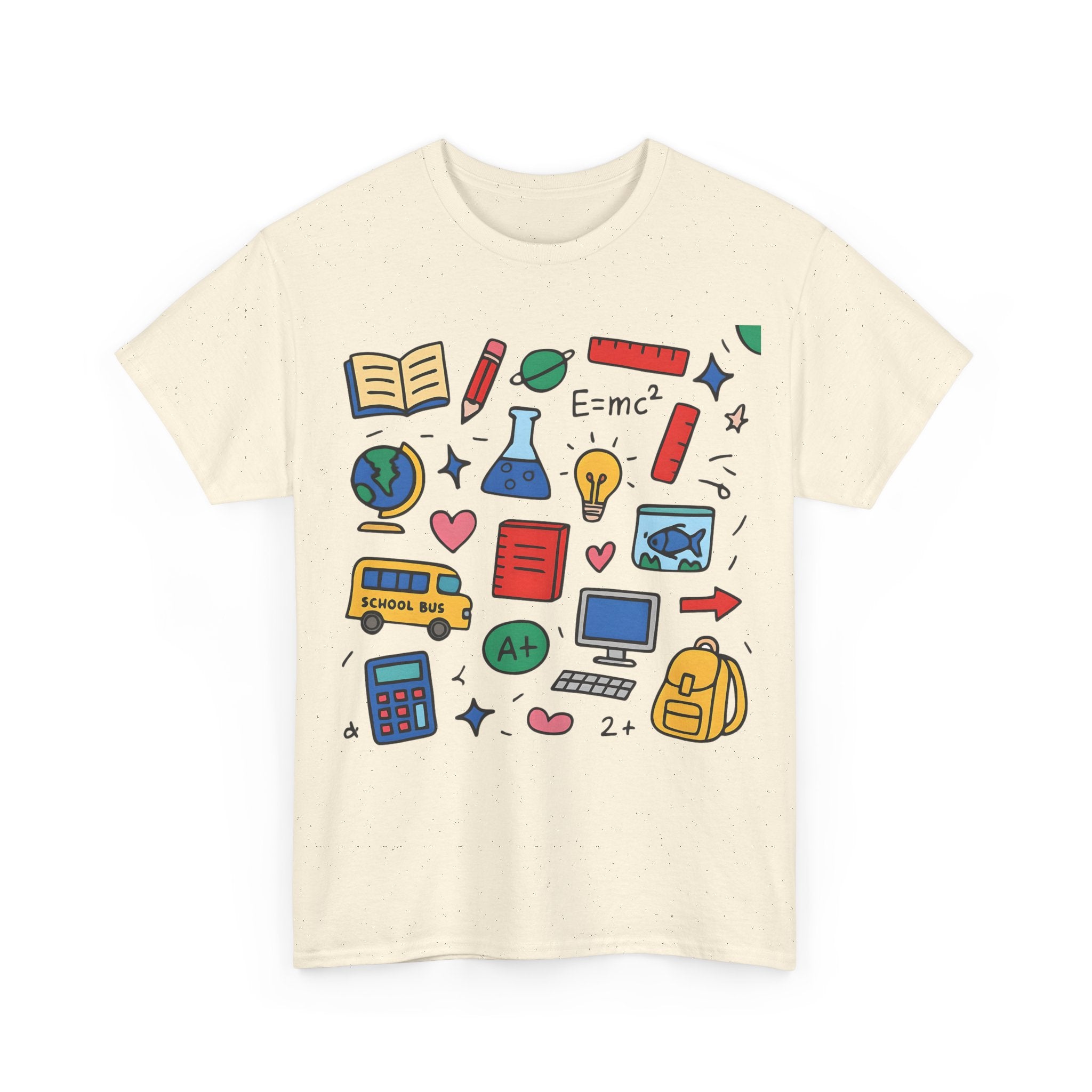 Colorful School Doodles Teacher Shirt – Back to School Graphic Tee | Math, Science & Classroom Gift for Teachers & Students