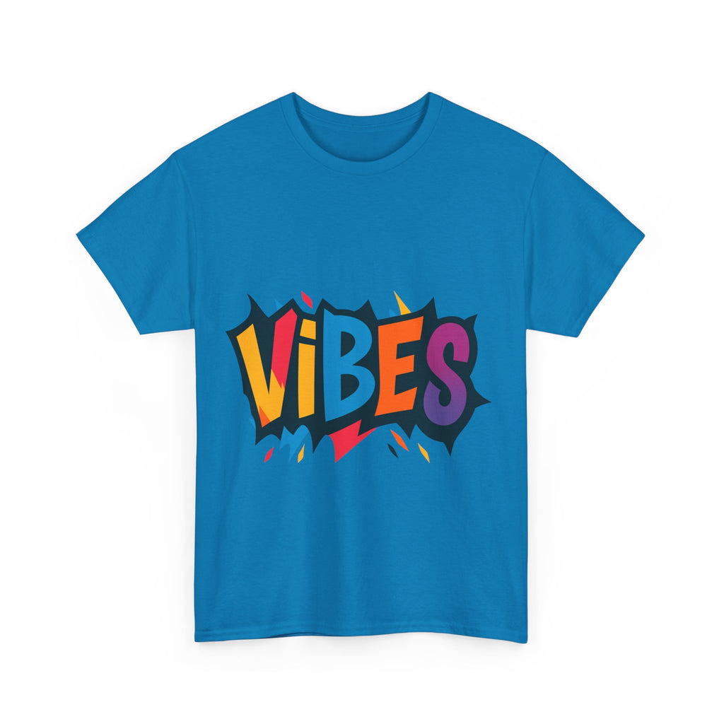 Colorful Vibes Unisex Heavy Cotton Tee – Trendy Graphic Streetwear T-Shirt, Positive Energy Outfit, Casual Everyday Gift for Friends