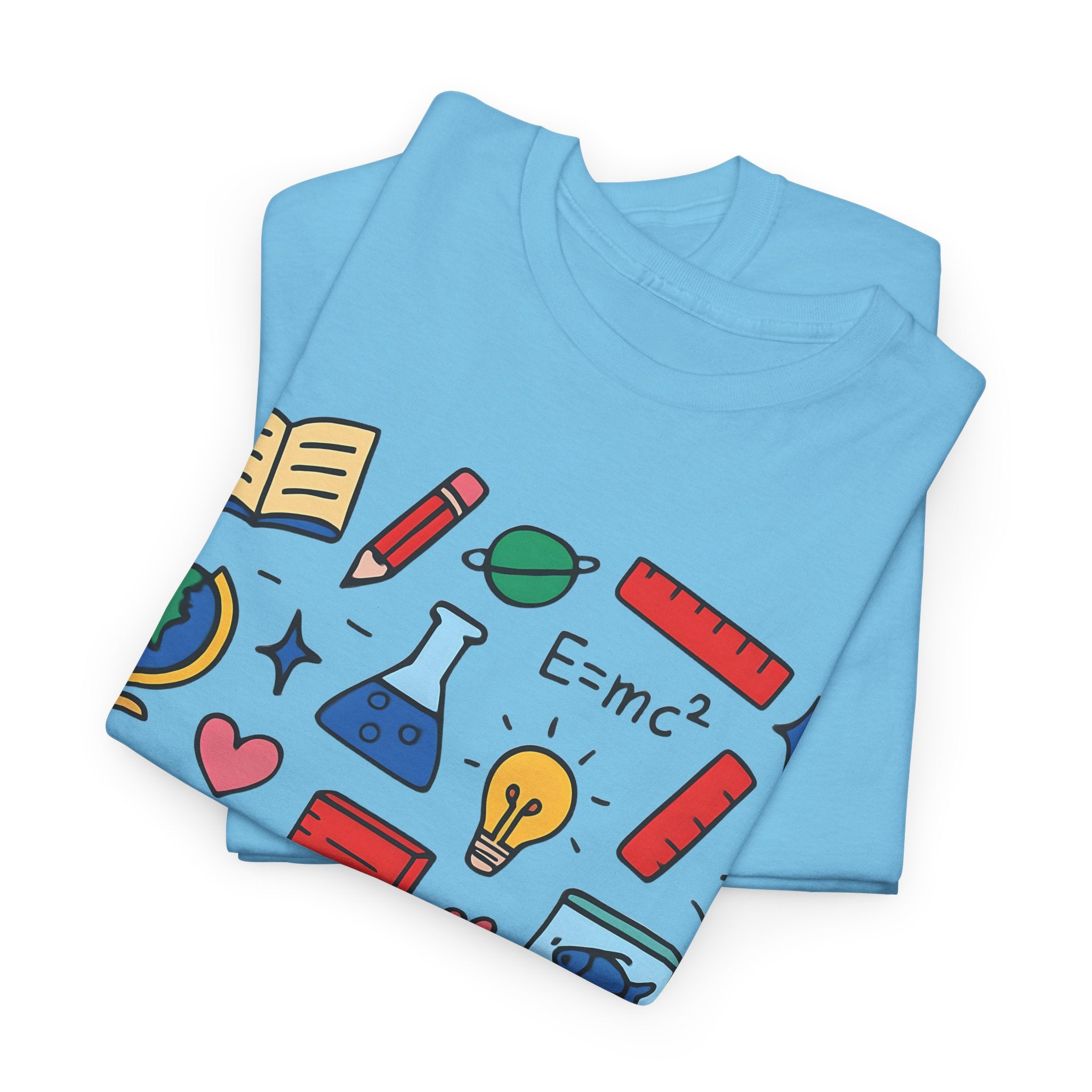 Colorful School Doodles Teacher Shirt – Back to School Graphic Tee | Math, Science & Classroom Gift for Teachers & Students