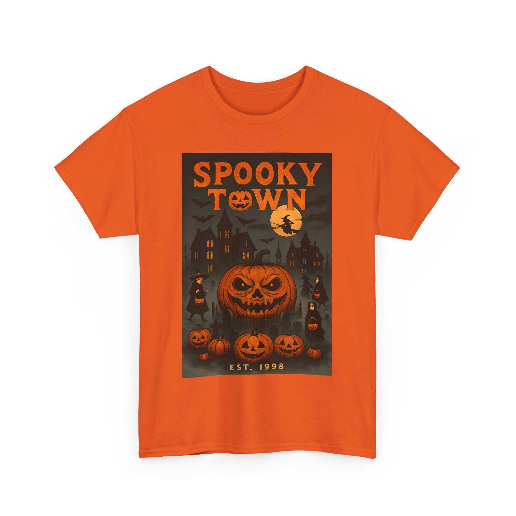 Halloween Spooky Town Tee – Unisex Pumpkin Graphic Shirt, Retro Halloween Costume, Fall Aesthetic T-Shirt for October Parties & Trick-or-Treat